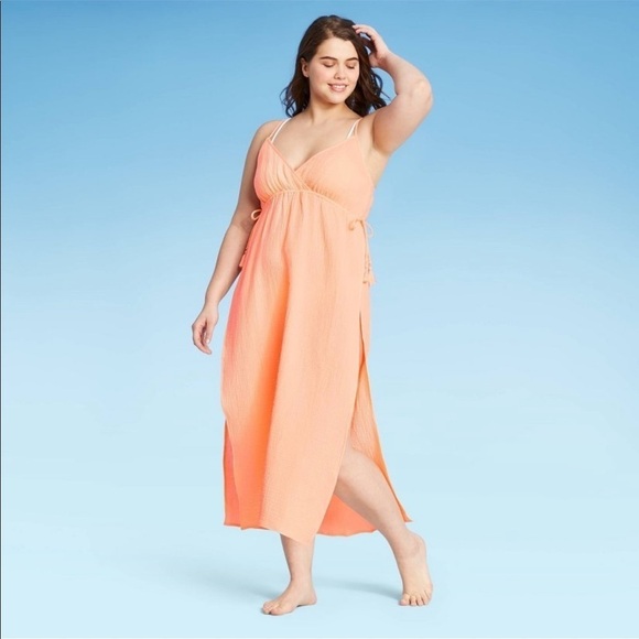 Midi Cover Up Dress - Xhilaration Neon Peach M NWT - Picture 3 of 8